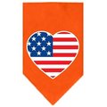Unconditional Love American Flag Heart Screen Print Bandana Orange Small UN851654